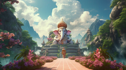 the ganesha are pictured in their sitting pose. - obrazy, fototapety, plakaty