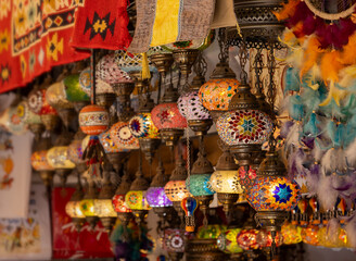 Fototapeta na wymiar In a handcraft bazaar in Turkey