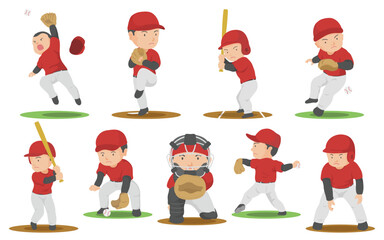 野球選手のイラストセット