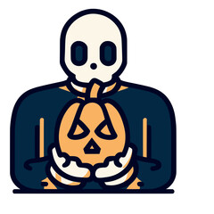 Skeleton Holding Pumpkin