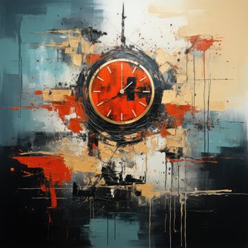Time is running out illustration portrayed by decaying/burning/drowning clock/watch
