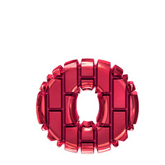 Symbol made of red vertical bricks. letter o