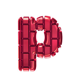 Symbol made of red vertical bricks. letter p - obrazy, fototapety, plakaty