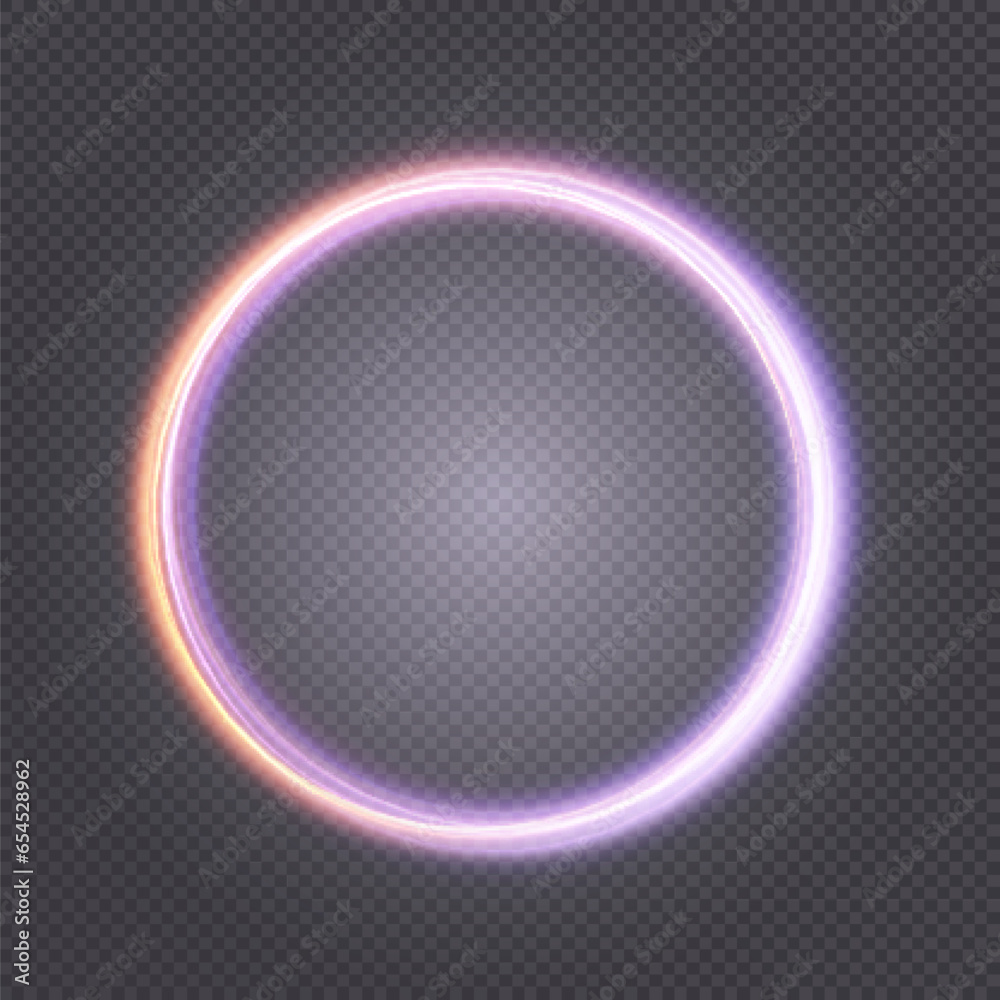 Poster glowing round frame of bright flowers on a transparent background. vector