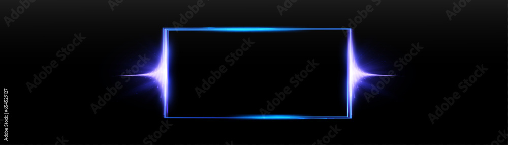 Aufkleber glowing thin rectangular frame on a transparent background. for photo decorations and advertising.
