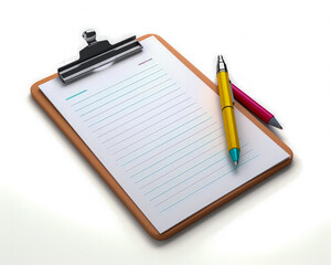 Blank Slate: Notepad on White Backdrop, Iconic Representation for Academic Pursuits and Notation Needs.