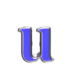 Blue symbol in a silver frame. letter u