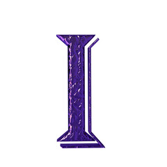 Fluted dark purple symbol. front view. letter i
