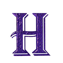 Fluted dark purple symbol. front view. letter h