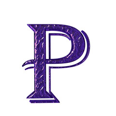 Fluted dark purple symbol. front view. letter p - obrazy, fototapety, plakaty