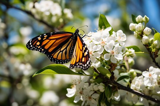 monarch on white flowers