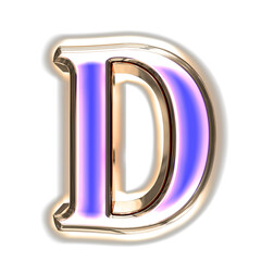 Blue symbol in a silver frame with glow. letter d