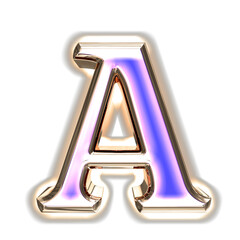 Blue symbol in a silver frame with glow. letter a