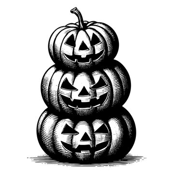 stack of Halloween pumpkins sketch