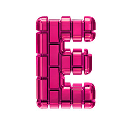 Symbol made of pink vertical bricks. letter e