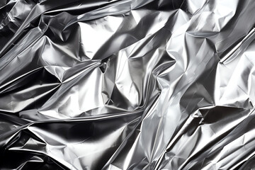 Aluminium foil crumpled silver metal texture