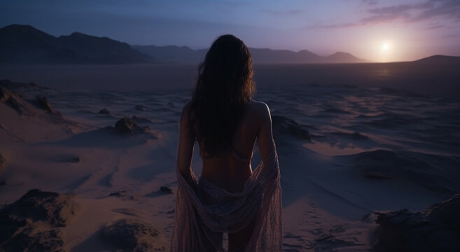 Princess of Persia, desert sands, young attractive girl in traditional in authentic clothing, piercing look, hijab