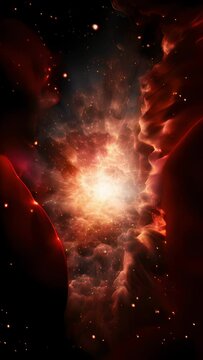 Against a backdrop of countless glittering stars, a majestic supernova explosion paints the vast emptiness of space with intense flashes of light and a cloud of debris, marking the Abstract video