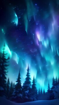 Like an intricate celestial veil, the ethereal glow of the Northern Lights casts a majestic aura over the Arctic landscape. A harmonious symphony of electric blues, purples, and golds Abstract video
