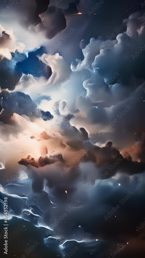 Wall mural a captivating image portrays a vast interstellar cloud illuminated by the gentle glow of distant sta