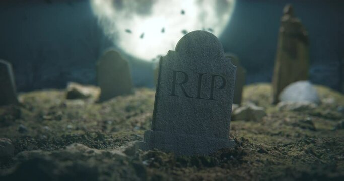 Graveyard at Night in a 3D animation