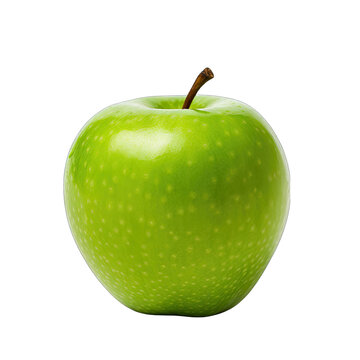 A fresh green apple on a clean white table