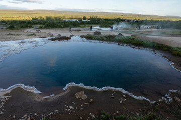 The Mighty Geyser, geothermal area in Haukadalur Valley, Golden Circle, Southern Region, Iceland