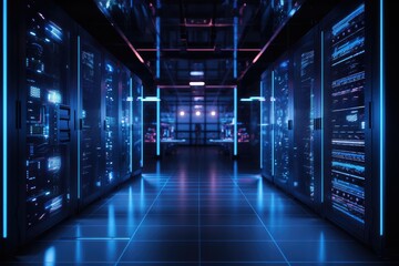 Server room interior in datacenter