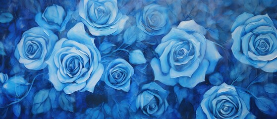 Blue rose water color background - obrazy, fototapety, plakaty