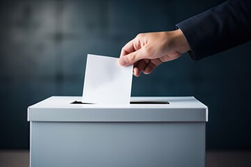 Hand putting an empty ballot in election box - Ai Generated