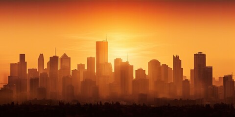 Conceptual image of a city hit by extreme heatwave - Generative AI