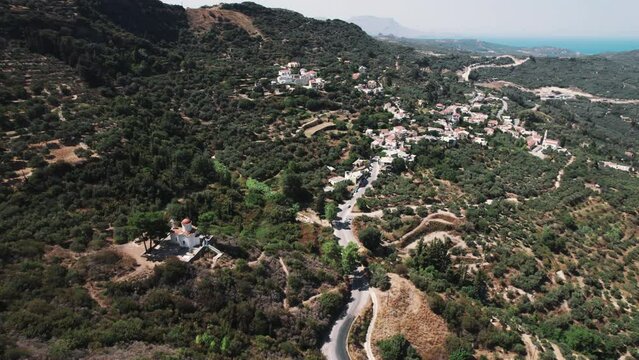 Beautiful overview of known Topolia Gorge in Crete. Active summer holidays leisure time concept. Nature and humans. High quality 4k footage
