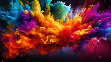 Colorful explosive smoke background created with Generative AI
