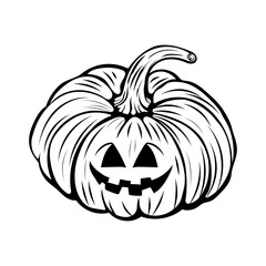Spooktacular Halloween: Pumpkin Jack'o Lanterns in Black and White Coloring Book