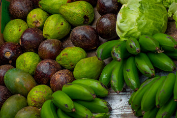 Fruits stacked in the market for sale