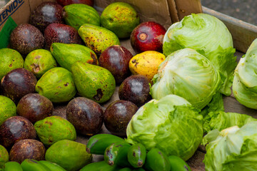 Fruits stacked in the market for sale