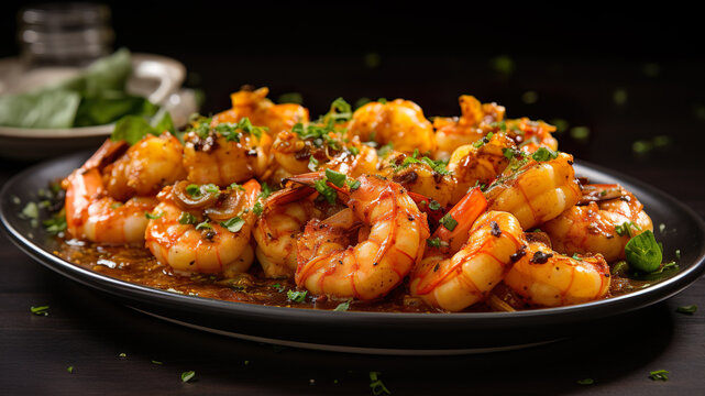 "S&uuml;dspanischer Genuss: Knoblauch-Garnelen, sautiert in Oliven&ouml;l und verfeinert mit einer Prise Chili &ndash; Gambas al Ajillo, ein Geschmackserlebnis!"
