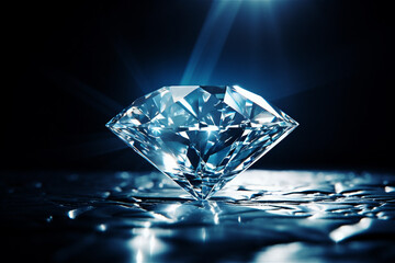 Faceted diamond with light effect