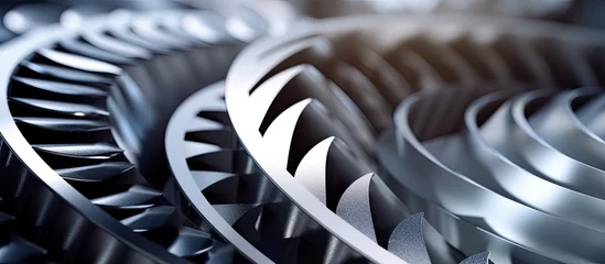 Deurstickers Close up view of additive manufacturing specifically printing steel blades for turbine propellers Focus is on foreground Industrial concept © TheWaterMeloonProjec