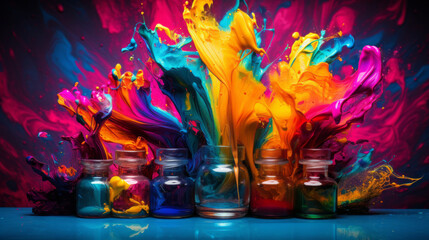 Splash of color paint, Colorful ink explosion background. - obrazy, fototapety, plakaty