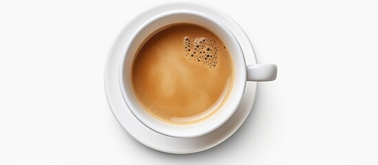 Isolated coffee cup top view on white background with clipping path