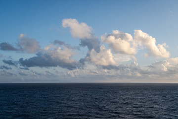 Blue sky with clouds over the horizon Caribbean Sea, the Bahamas