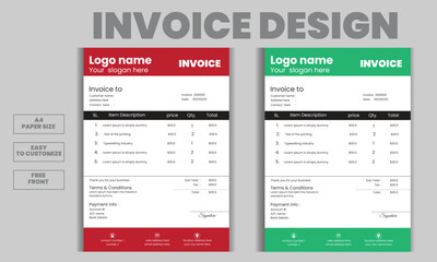Invoice minimal design template.
