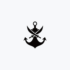 vector logo icon of anchor and two swords