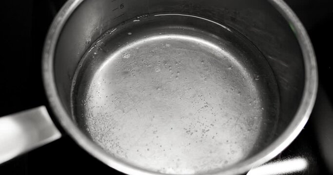 boiling water in a saucepan