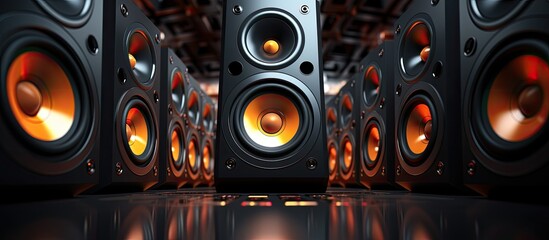 professional speakers for recording studio home theater and music concert - obrazy, fototapety, plakaty