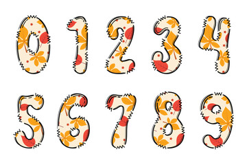 Handcrafted Fall number color creative art typographic design