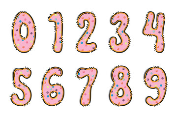 Handcrafted Donut number color creative art typographic design