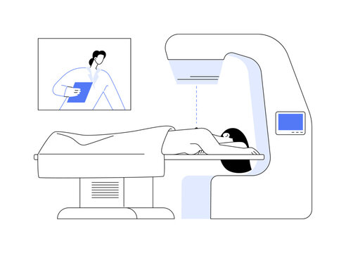 patient undergoing medical scan, doctor observing clip art preview