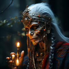 very old woman in character